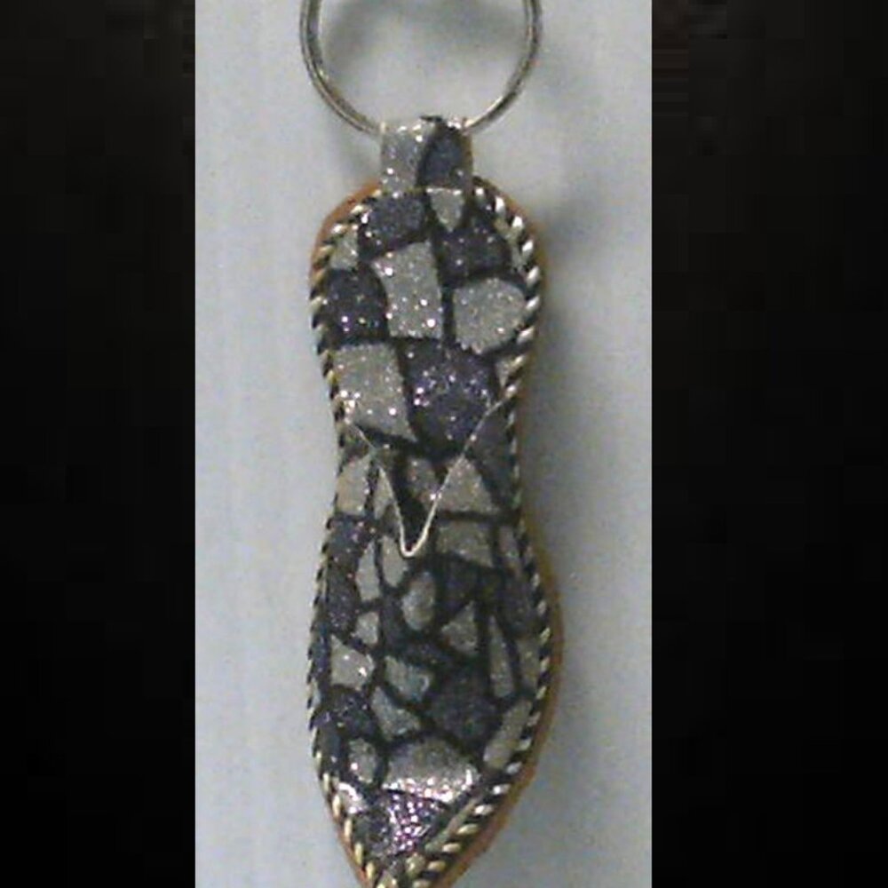 Grey and Silver Moroccan Babouche KeychainTraditional Berber Slipper